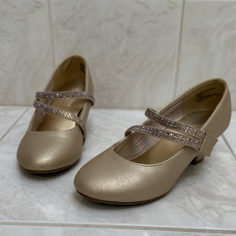 Girls gold kitten heels size 13